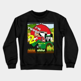 Kid's Birthday 2 Year Old Cute Farm Design Tractor Crewneck Sweatshirt